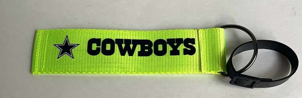 NFL Dallas Cowboys Neon Green Fabric Wristlet Keychain